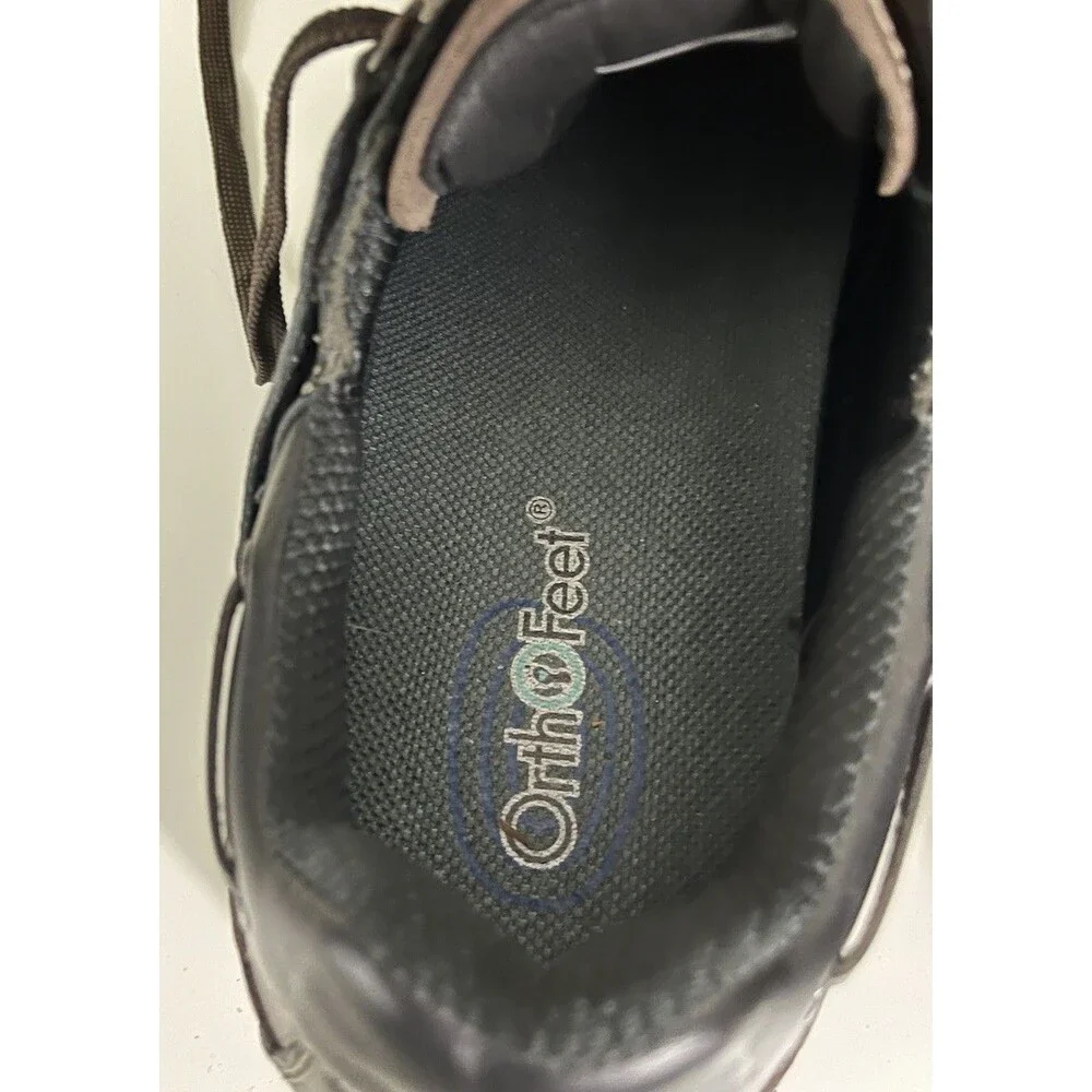 Orthofeet 422 Baton Rouge Mens Size 13 (E) Shoes Brown Black Leather Boat Loafer